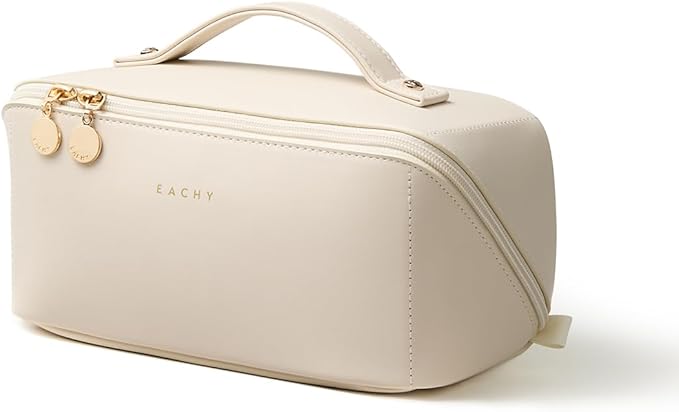 EACHY Travel Makeup Bag,Large Capacity Cosmetic Bags for Women,Waterproof Portable Pouch Open Flat Toiletry Bag Pattern Makeup Bag