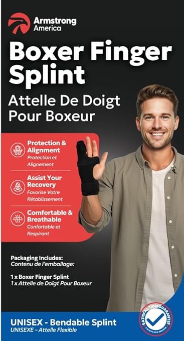 Metacarpal Finger Splint Hand Brace | Little Pinky Finger Splint For Boxer Fractures l Broken Ring or Hands Cast |Trigger Immobilizer Straightener l Ulnar Gutter Support | Boxer Brace LEFT HAND L/XL