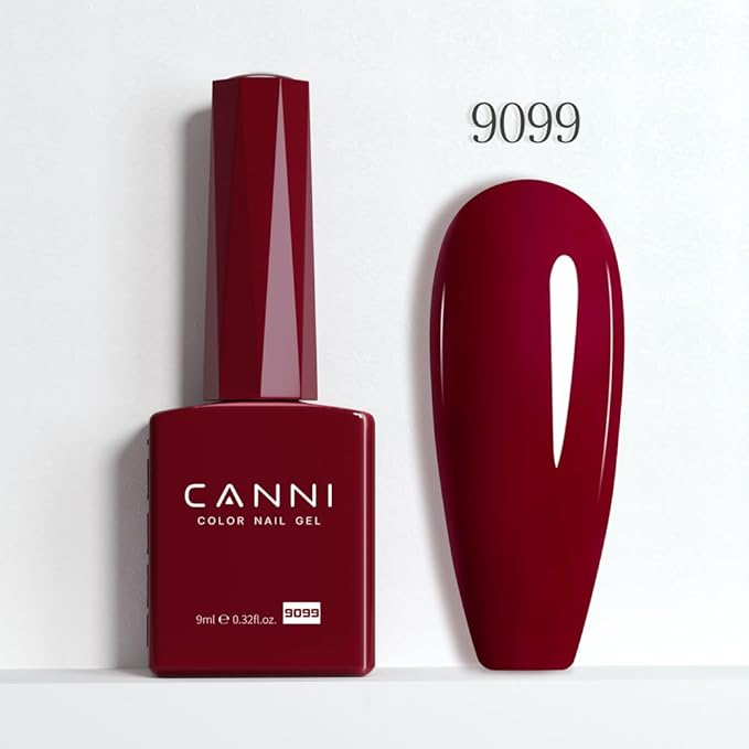 CANNI Dark Red Gel Nail Polish, 1Pcs Dark Burgundy Red Gel Polish Deep Cherry Red Color High Gloss Soak Off U V Nail French Nail Manicure Salon DIY