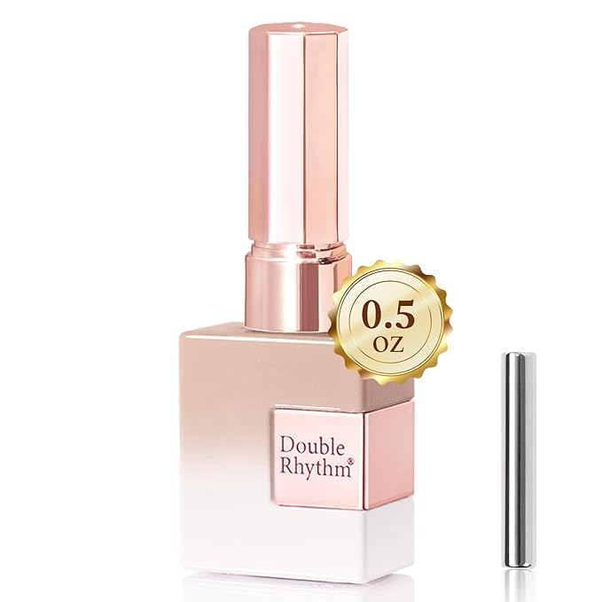 Double Rhythm 15ML Jelly Glass Cat Eye Gel Polish with Magnet Holographic Glitter Shimmer Translucent Sheer Color Salon Soak Off Magnetic Nail at Home (Deep Nude -MC1200)