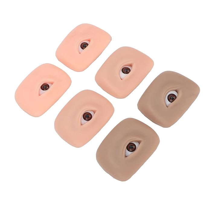 Eye Practice Skin, 3 Pairs 3D Silicone Fake Eye Practice Skin Makeup Face Board Microblading Supplies Eyebrow Practice Skin for Beginners and Makeup Artists Students