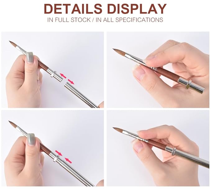 KADS Acrylic Nail Brush with Penholder Nail Brush for Acrylic Application-Oval Shaped Powder Nail Design Tools for Professional Manicure DIY Home Salon (4#)