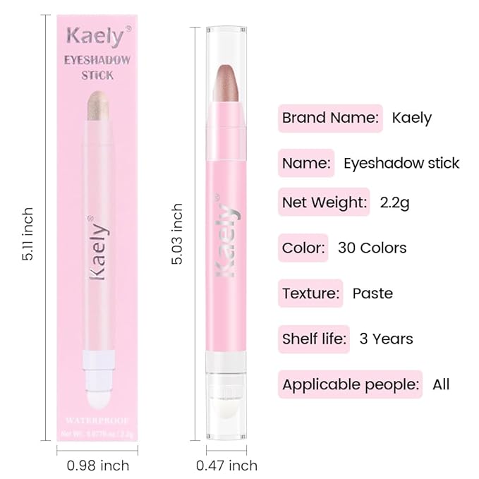 1Pcs Mauve taupe Shimmer Cream Eye Shadow Brightener Sticks for Eyes Waterproof Pigmented, Double Ended Cream Eyeshadow Stick Pencil Pen with Applicator, Eye Shadow Palette Highlighter Makeup 36