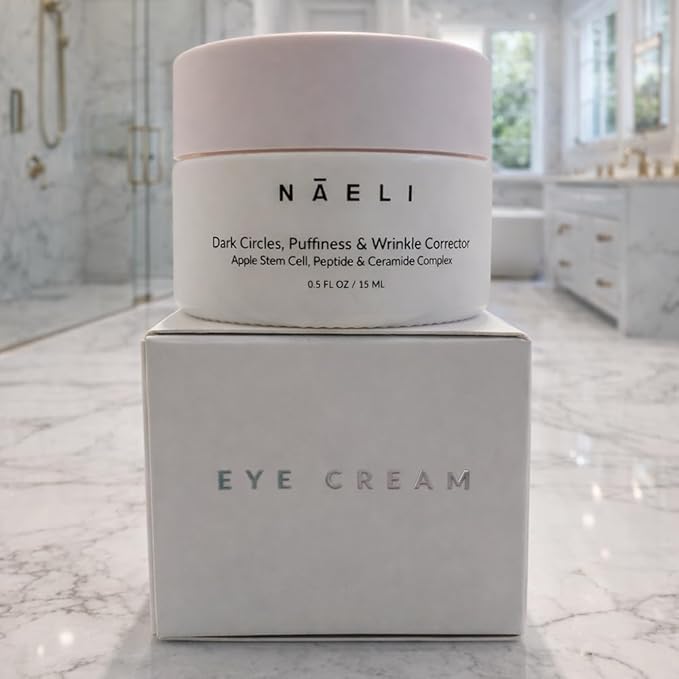 NAELI Eye Cream for Dark Circles, Puffiness & Wrinkles with Anti Aging Apple Stem Cell & Peptide Complex - Reduces Fine Lines, Diminishes Bags & Restores Under Eye, 15ml