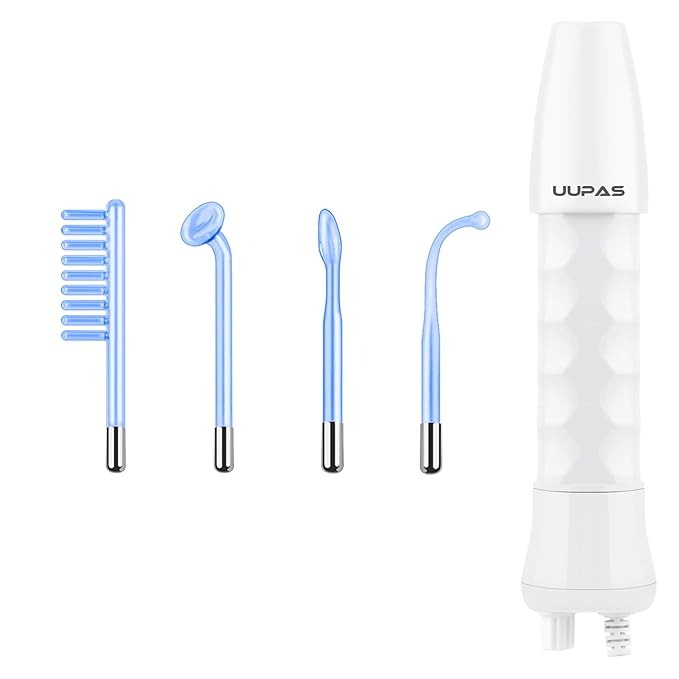 High Frequency Facial Wand - UUPAS Portable Handheld 4 in 1 Blue High Frequency Skin Facial Machine with 4 Pcs Different Blue Tubes for Home Use Face Device