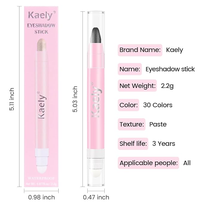 evpct 1Pcs Pearl Black Shimmer Cream Eye Shadow Brightener Sticks for Eyes, Double Ended Cream Eyeshadow Stick Pencil Pen with Applicator, Eye Shadow Palette Highlighter Makeup Waterproof Pigmented 03