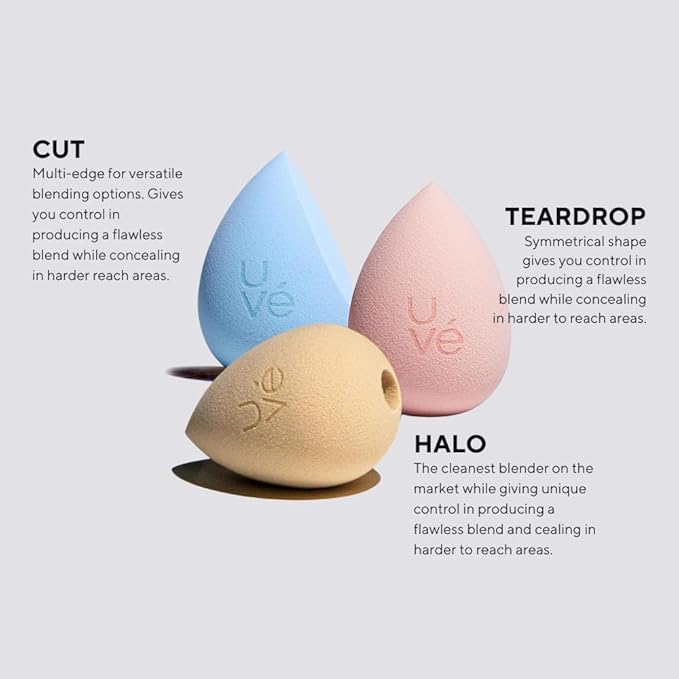 PURE Cut Makeup Blender Sponge, Streak Free Application of Liquid, Powder & Cream Foundation, Professional Complexion Blending Tool, Cruelty Free, Vegan, Latex Free