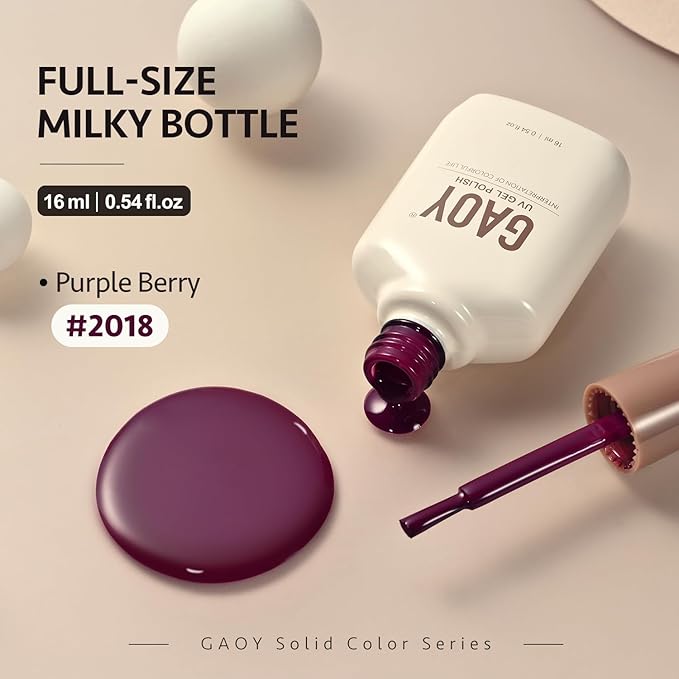 GAOY Jelly Purple Gel Nail Polish, 16ml Soak Off Gel Polish, UV Light Cure for Nail Art DIY Manicure at Home, 2018 Purple Berry