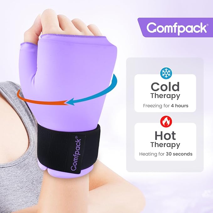 Hand Ice Pack Glove for Arthritis, Thumb Wrist Ice Pack Wrap for Carpal Tunnel, Reusable Gel Hot Cold Therapy Pain Relief for Tenosynovitis, Swelling, Surgery, Tendonitis
