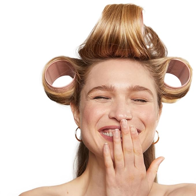 Kitsch XL Ceramic Thermal Rollers - Self Grip Hair Rollers for Blowout Look Long Hair, Medium & Short Hair, Large Hair Rollers for Volume & Curls, Thermal Curlers - Terracotta, 4pcs