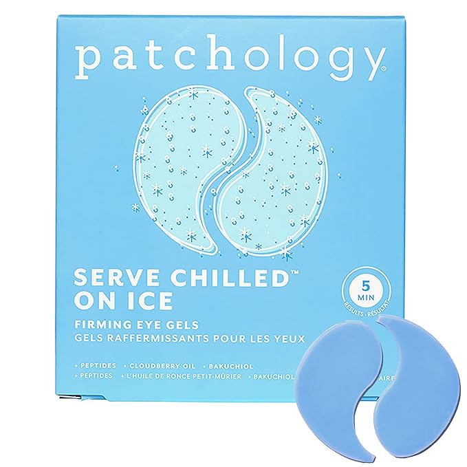 Patchology Iced Cooling Under Eye Mask Patches with Peptides, Cloudberry Oil & Bakuchiol – Firming & Soothing Eye Gels to Reduce Fine Lines and Under Eye Bags – Hydrating Under Eye Pads (5 Pairs)