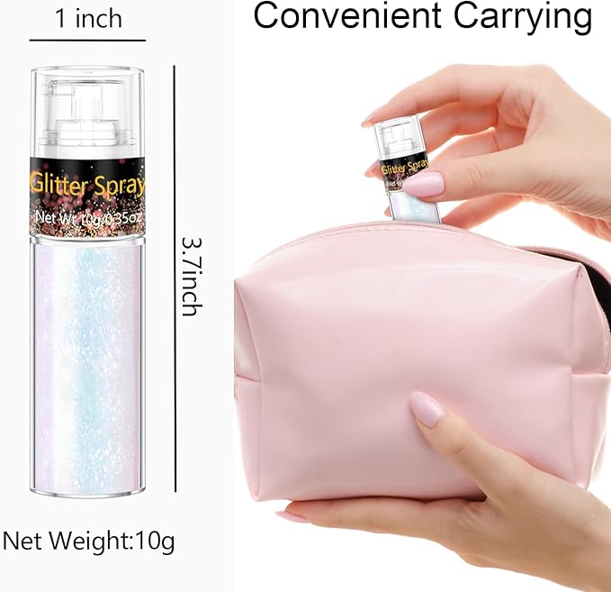 Hair and Body Glitter Spray, 1PC Sparkling Pink Glitter Dry Powder Makeup for Clothes, Festival Rave Prom Loose Sparkle Powder,Holographic Ultra Fine Resin Glitters for Crafts,10g (Sparkling Pink)