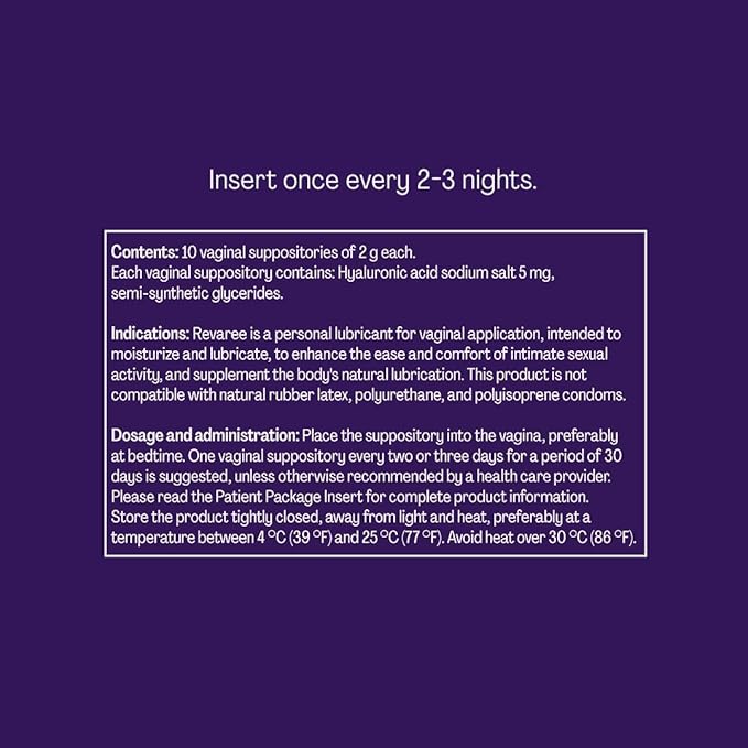 Revaree by Bonafide. Vaginal Moisturizer with 5mg Hyaluronic Acid. — 2-Month Supply (20 Inserts)