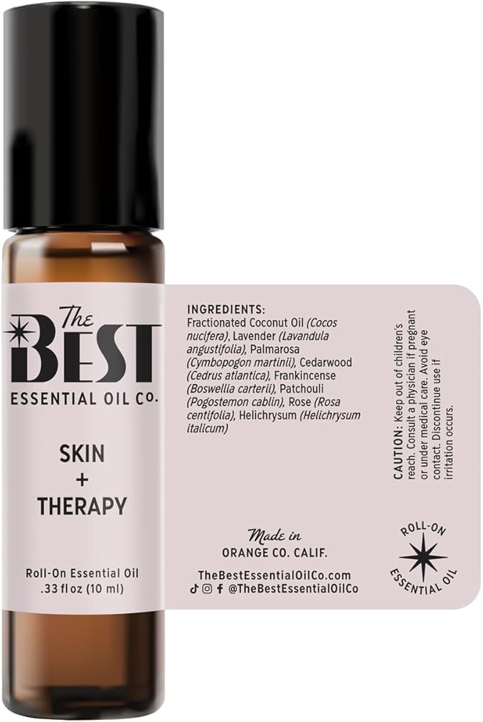 The Best Skin + Therapy Essential Oil Roll-On Blend- Premium Grade- Pre-Diluted in Coconut Oil- Ready to Use- 10 ml (.33 fl oz)