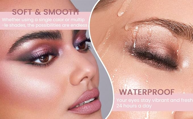 SUAKE 30 Colors Nude Champagne Gold Matte Shimmer Eyeshadow Palette with Brush for Eye Makeup,High Pigmented Pink Purple Brown Eye Shadow Primers Powder Palet de sombras de ojos-Big30