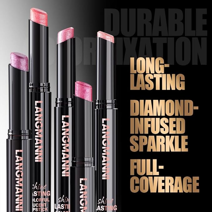 Jolilab 10 Colors Shimmer Lipstick Set, Fine Subtle Glitter, Long-Wearing & Moisturizing, Assorted Daily Wear Shades, Great Gift for Makeup Lovers(Shiny SetA