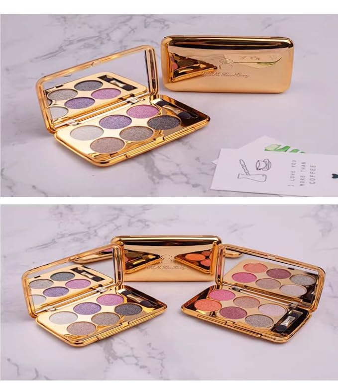 Sparkle Eyeshadow Palette - 6 Colors Glitter Eye Shadow Palettes Highly Pigmented Long Lasting Waterproof Sweatproof Professional Nudes Warm Natural Neutral Smoky Cosmetic Eye Palette Set Gold (#01)