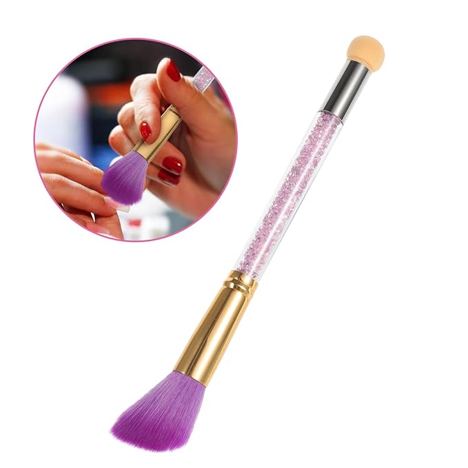 Hemoton Double-Ended Nail Brush 7.08 Inch Professional Nail Art Detail Brush for Acrylic Nails Powder Removal and Rhinestone Cleaning Salon Accessories