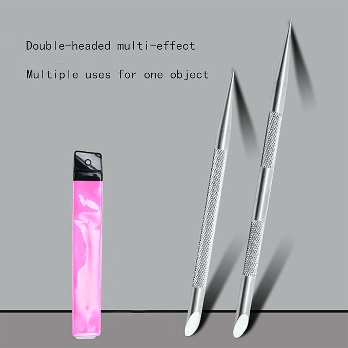 4 Pcs Nail Cleaning Cuticle Stick, Stainless Steel Cuticle Pusher Tool, Remover Dead Skin Polish Peeler Cutter,Professional Pedicure Nail Art Care Portable Nails Cleaner for Fingernails Manicure