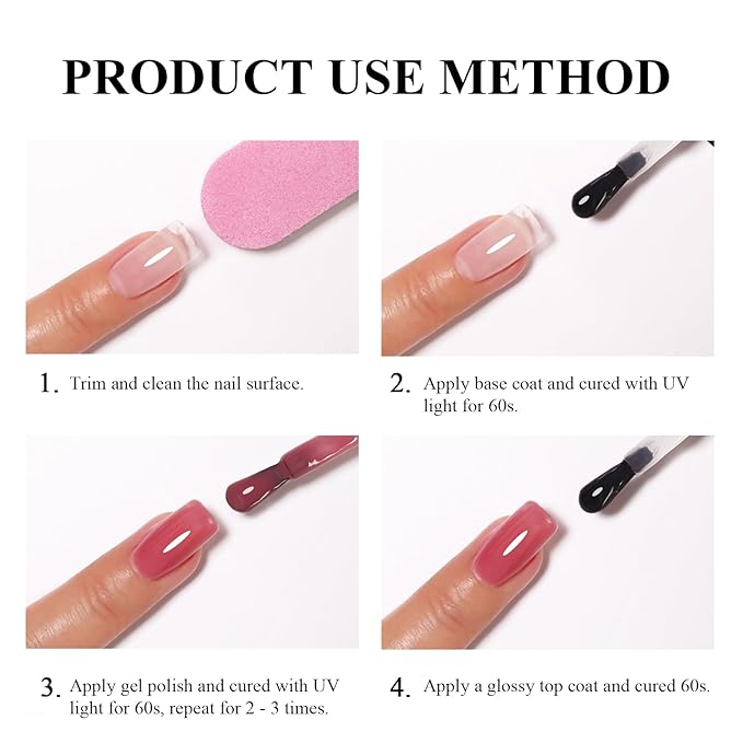 10ml Hema Free Gel Nail Polish Set, 6 Colors Gel Polish Kit Christmas Red White Dark Green Color Glitter Sparkle Winter Manicure Gift for Women at Home DIY and Salon