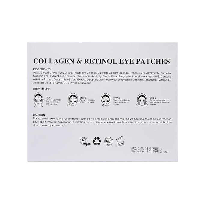 Yeokoe Under Eye Patches for Dark Circles,Puffy Eyes,20 Pairs Face Masks SkinCare With Collagen and Retinol for Anti wrinkles Smooth Fine Lines