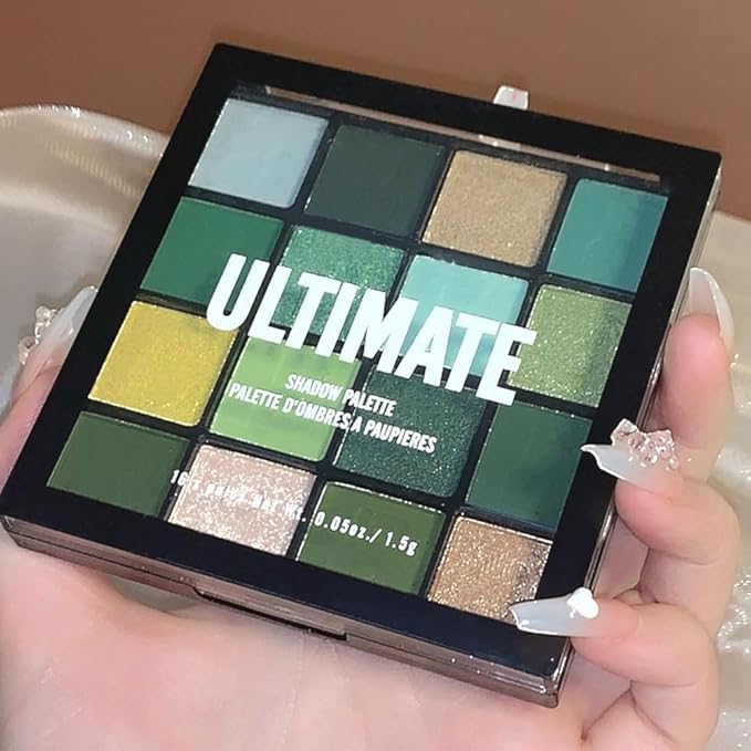 AMY'S DIARY Green Eyeshadow Palette - Forest Green, Yellow 16 Colors Matte & Glitter Eyeshadow - Long Lasting, Colorful Eye Shadow Platte for Christmas, Women & Girls