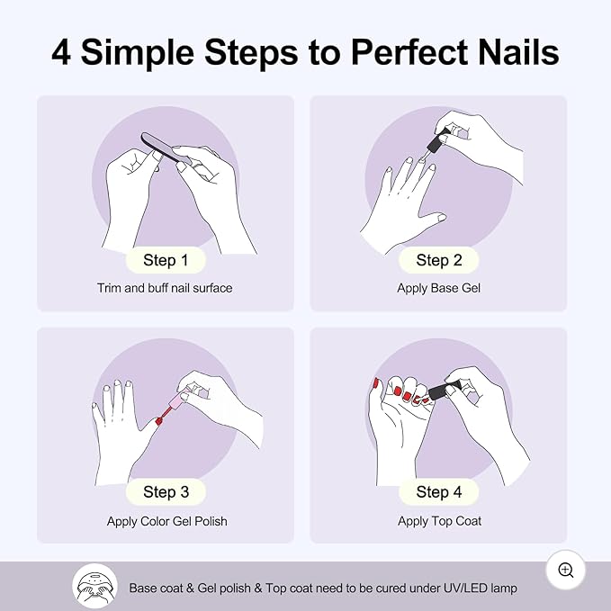 Gel Nail Polish, Hema Free Gel Polish UV LED Lamp Cure Long Lasting, 15ML Professional Salon and Home DIY Manicure Kit for Women (Red Glitter)