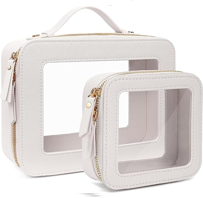 Travel Clear Makeup Bag Set, TSA Approved Cosmetic Bag Case with Zipper Portable Makeup Pouch Toiletry Bag Traveling Cosmetic Organizer Storage Bag Car Organizer Car Essentials