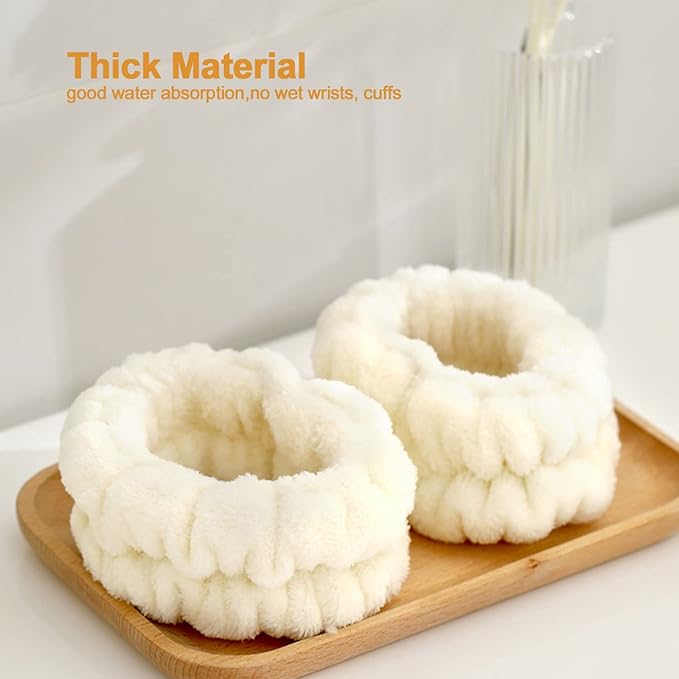 Wrist Towels for Washing Face for Women,Men, Microfiber Spa Wristbands Absorbent Face Washing Wristbands Headband Set Prevent Liquid from Spilling