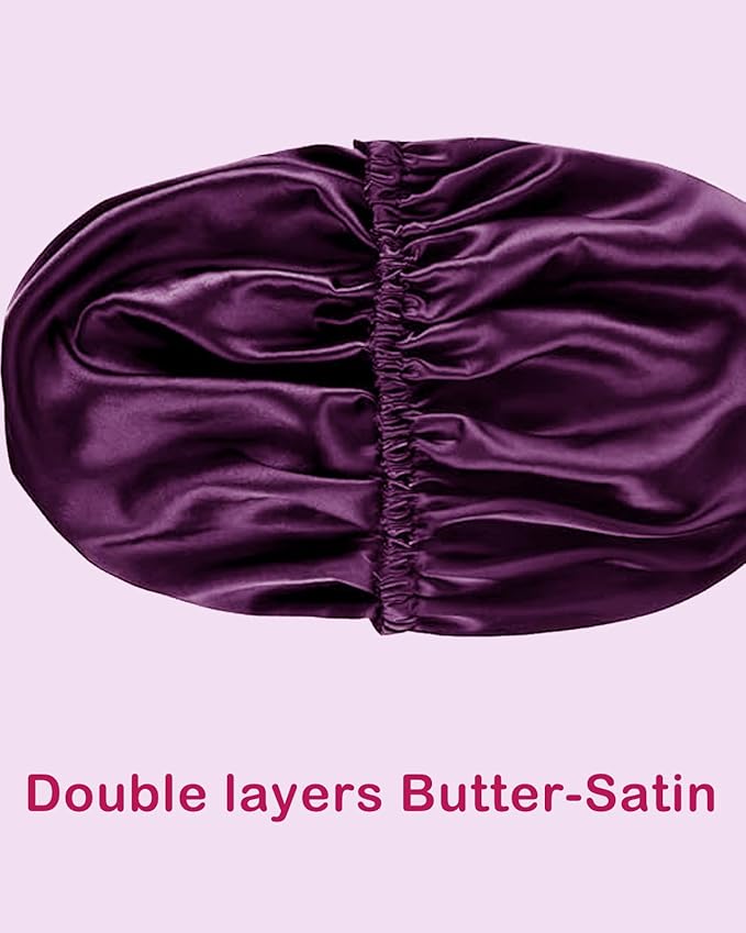 2Pcs Satin Bonnet Silky Bonnets Hair Bonnet For Sleeping Double Layer Curly Hair Sleep Cap Womens Silk Night Hats