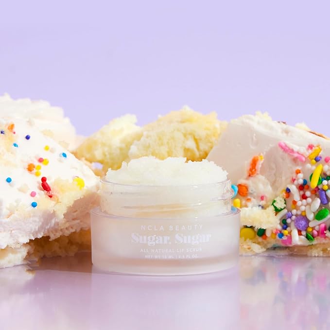 NCLA - Natural Sugar, Sugar Lip Scrub | Vegan, Cruelty-Free, Clean Skincare (Birthday Cake)