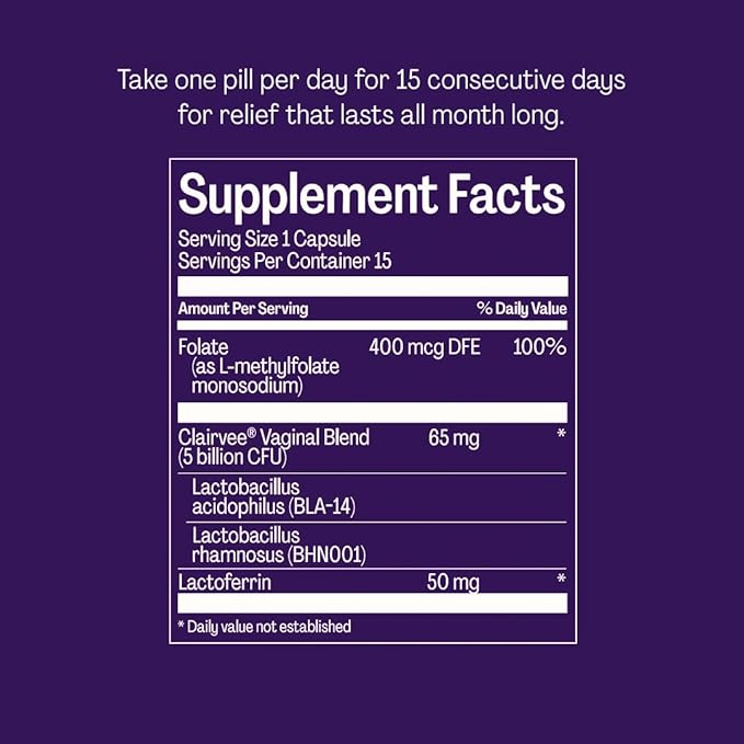 Bonafide Clairvee Vaginal Probiotic – Hormone-Free, Drug-Free Relief from Odor, Vaginal Itching and Discharge (3 Month Supply)