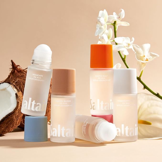 Saltair Serum Deodorant Seascape 2 Pack. 5% AHA Formula. Lactic Acid and Mandelic Acid Deodorant. Aluminum Free Odor Control for Women and Men. Travel Essentials, 2x 1.7oz Roll On