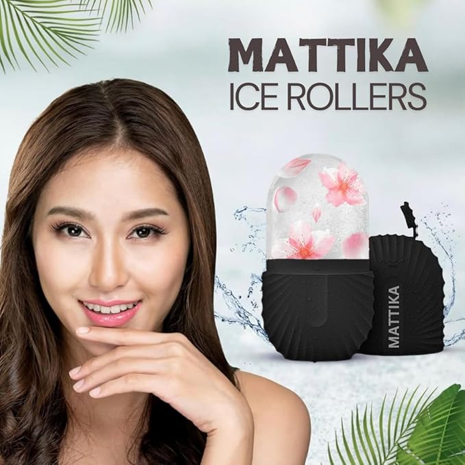 Ice Roller for Face & Eyes – Facial Ice Roller for Under Eye Puffiness, Reusable Silicone Ice Face Roller Massager for Skin Tightening, Pore Shrinking & Cooling Skincare Tool (Black)