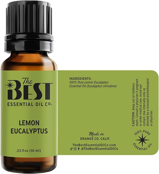 The Best Lemon Eucalyptus Essential Oil Premium Grade- 100% Pure & Natural for Aromatherapy, Diffuser, Spa, Massage, Air Freshener- 10 ml (.33 fl oz)