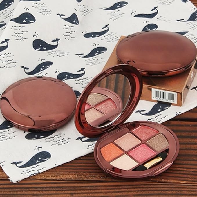 6-Color Shimmer Eyeshadow Palette, Micro-Glitter Pearlescent Neutrals, Silky Smooth High-Pigment Powder, Non-Caking No-Fallout, Waterproof Sweatproof Long-Lasting Eye Makeup, Giftable Palette-A01