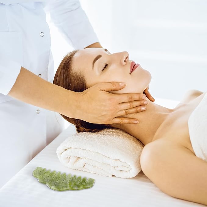 Geiserailie 2 Pcs Jade Combs Esthetician Supplies Massage Stone Hair Gua Sha Scraping Scalp Comb Facial Massage Tool Handheld Head Tools Head Caring Therapy Valentines for Women(Chic Style)