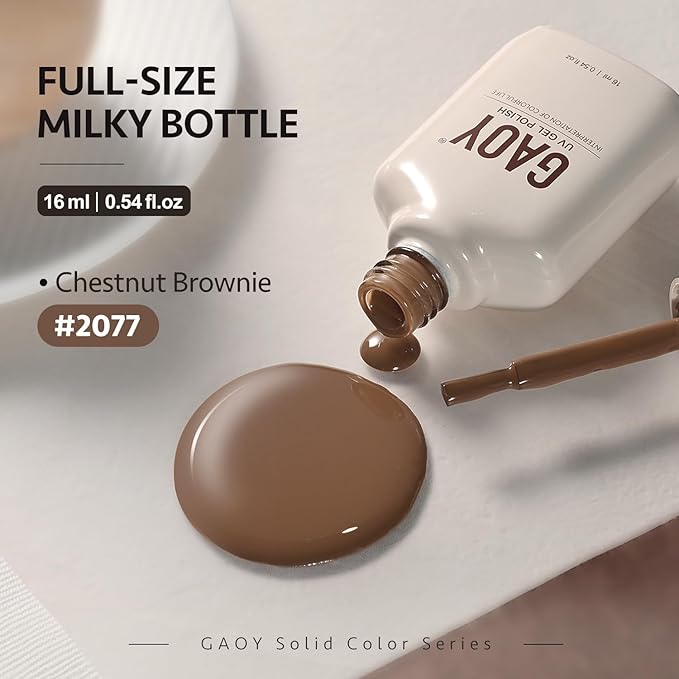 GAOY Brown Gel Nail Polish, 16ml Soak Off Gel Polish, UV Light Cure for Nail Art DIY Manicure at Home, 2077 Chestnut Brownie