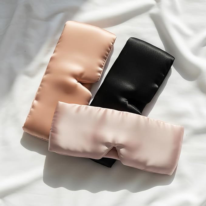 100% Mulberry Silk Sleep Mask, Eye Mask for Deep Sleep and Travel, Soft Breathable Eye Cover with Adjustable Headband (Lotus Pink)