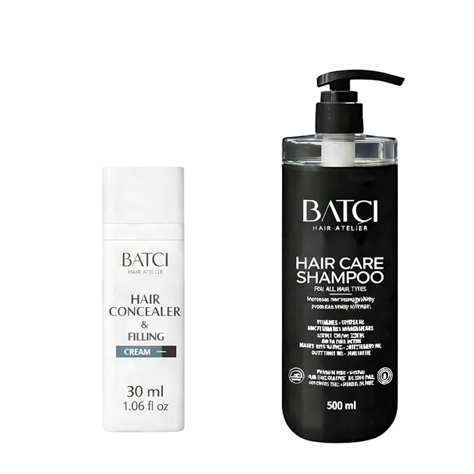 Batcı Hair Concealer & Filling Cream for Bald Spots & Thinning Hair – Waterproof, Sweat-Proof Scalp Coverage – Natural Root Touch-Up Cream for Men & Women (30 ML +Hair Care Shampoo (500ml) Set)
