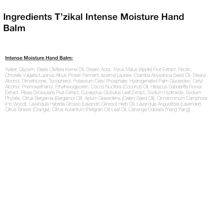 T'zikal Intense Moisture Hand Balm with Ojon Oil: Natural Hand Cream for Dry Cracked Hands, Cracked Hand Relief, Hand Cream for Women, Paraben Free