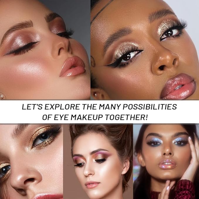 Sparkly Eyeshadow Palette for Women, Single Monochrome Eye Shadow Makeup, Shiny Pressed Cream Powder, Blendable Natural sombras para ojos, Holographic,Vegan,Travel (03-Glitter-Silver White)