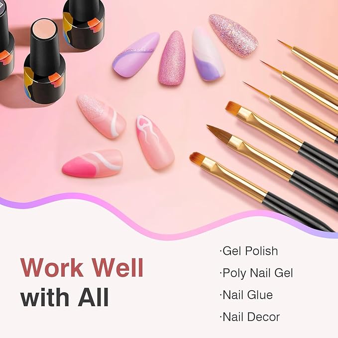 Nail Art Brushes 3PCS Nail Brush Set with Gel Polish Pens and Liner Brush for Home and Professional Salon Use