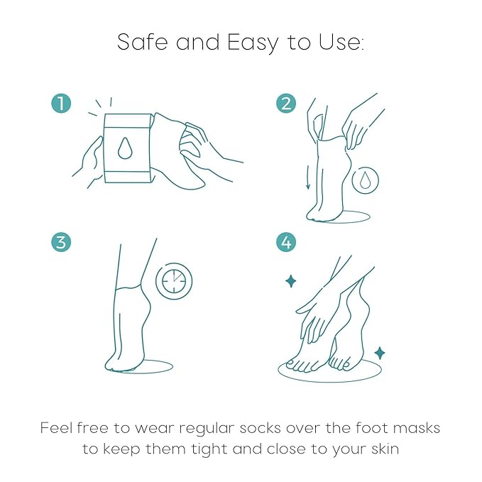 Sea Salt & Aloe Foot Masks - Moisturizes & Exfoliates Dry, Cracked Feet, Hydrating Foot Mask - Dermatologist Tested Korean Skincare - Clean Beauty, Cruelty-Free - 3 Pairs