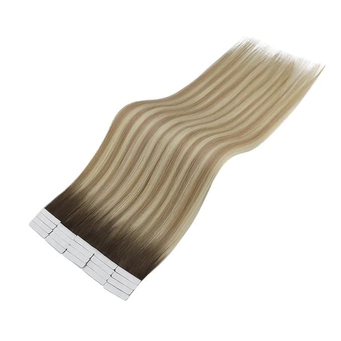 Full Shine Tape ins Extensions Virgin Injection Tape in Hair Extensions Color 2/18/22 Tape ins Human Hair 20Inch Seamless Invisible Hair Extensions Real Human Hair 12.5Gram 5Pcs for Women