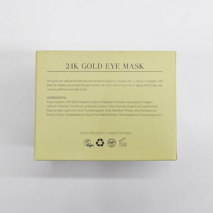 PEAUAMIE Under Eye Patchs 24k Gold Eye Mask and Hyaluronic Acid and Rose for Dark Circles and Puffiness Wrinkle Eye Bags 30 Pairs