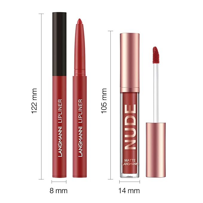 Jolilab 8Pcs Matte Lip Liner + Liquid Lipstick Set, One Step Velvety Nude Lip Stain Waterproof Long Wear High Pigment Lip Makeup Gift Set(#01+02+03+04)