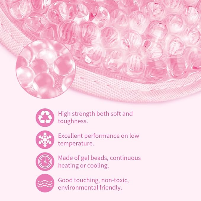 Cooling & Heating Eye Mask - Hot/Cold Use for Puffy Eyes, Headaches, Migraines, Sinus & Dark Circles (2 Packs Pink)