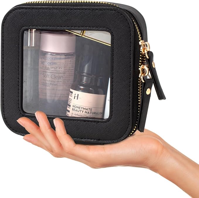 Travel Clear Makeup Bag Set, TSA Approved Cosmetic Bag Case with Zipper Portable Makeup Pouch Toiletry Bag Traveling Cosmetic Organizer Storage Bag Car Organizer Car Essentials