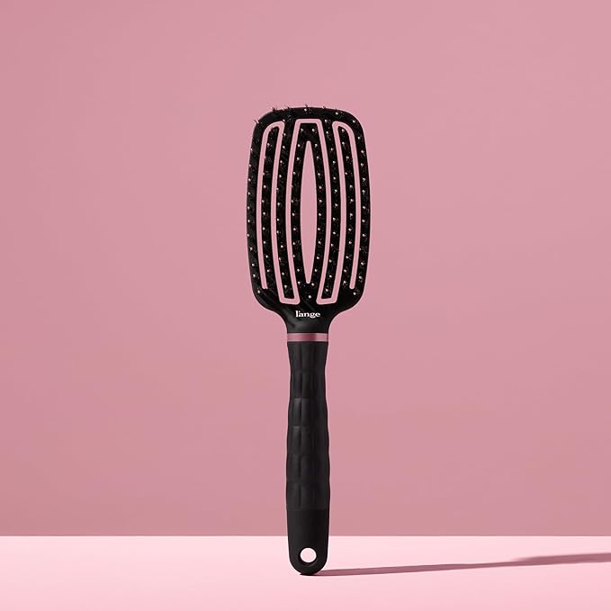 L'ANGE HAIR Detangling Vented Paddle Brush with Nylon & Boar Bristles | Glides Through Tangles on Wet or Dry Hair | Tames Flyaways & Frizz | Reduces Breakage & Damage | For All Hair Types (Black)
